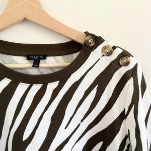 Talbots zebra print sweatshirt olive green